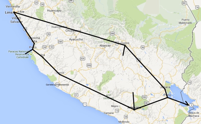 Peru+Boliwia - trasa